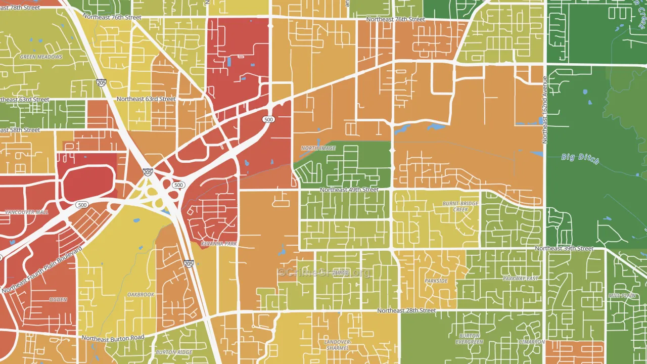 North Image, Vancouver, WA Map of Theft Rates