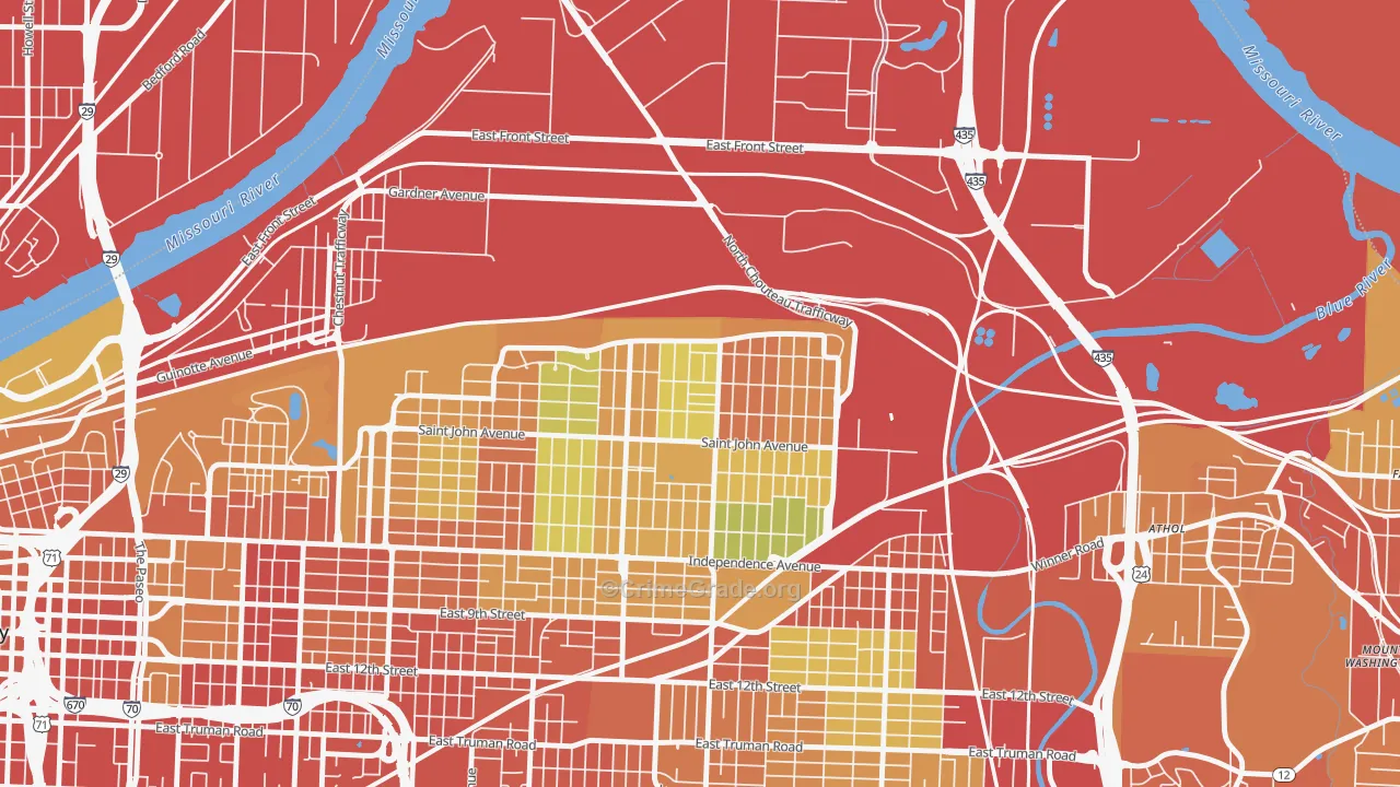 North India Mound, Kansas City, MO Map of Theft Rates
