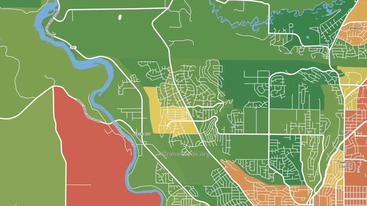 North Indian Trail, Spokane, WA Map of Theft Rates