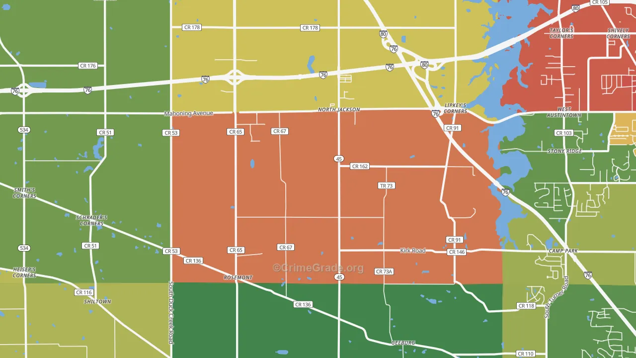 North Jackson, OH Map of Theft Rates