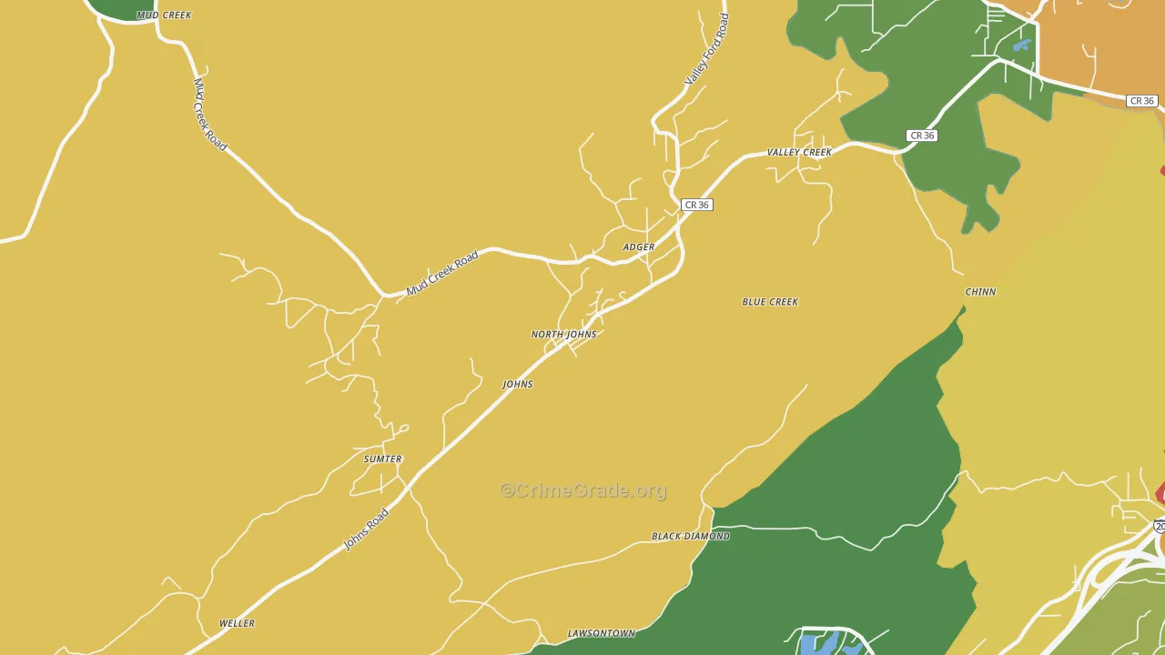 North Johns, AL Map of Theft Rates