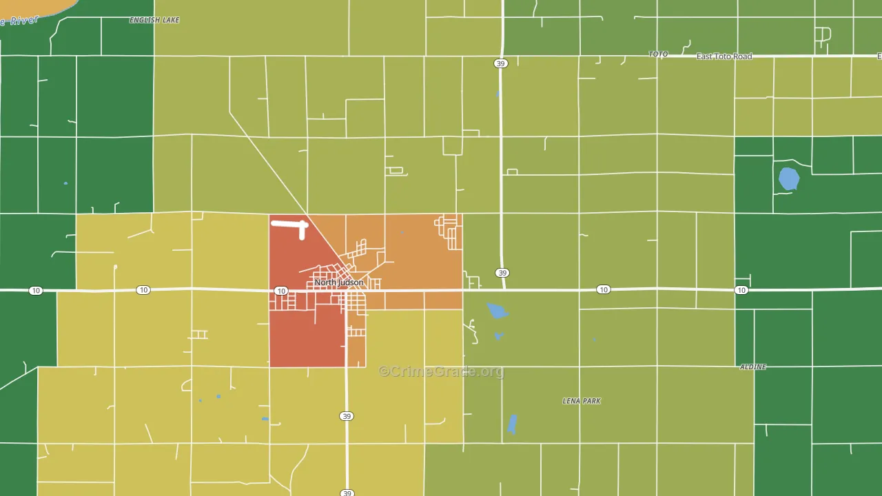 North Judson, IN Map of Theft Rates