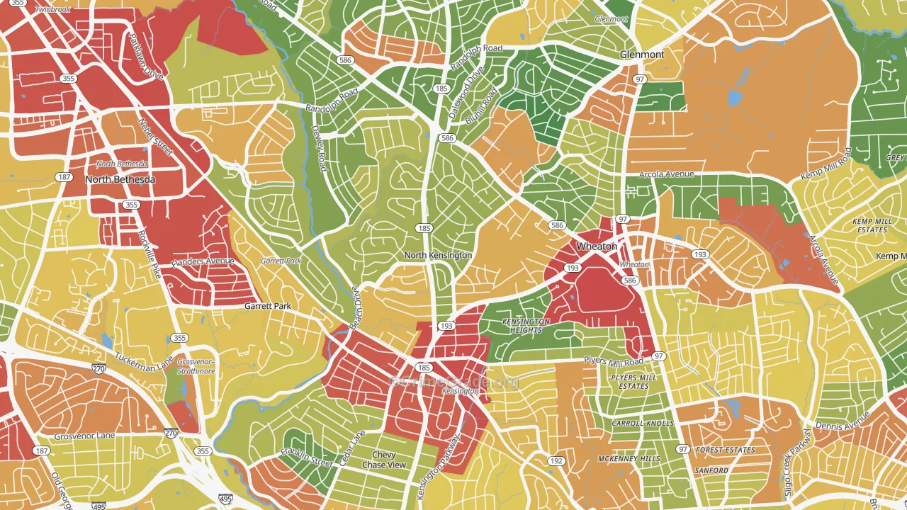 North Kensington, Kensington, MD Map of Theft Rates