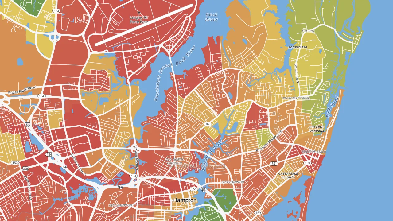 North King St, Hampton, VA Map of Theft Rates