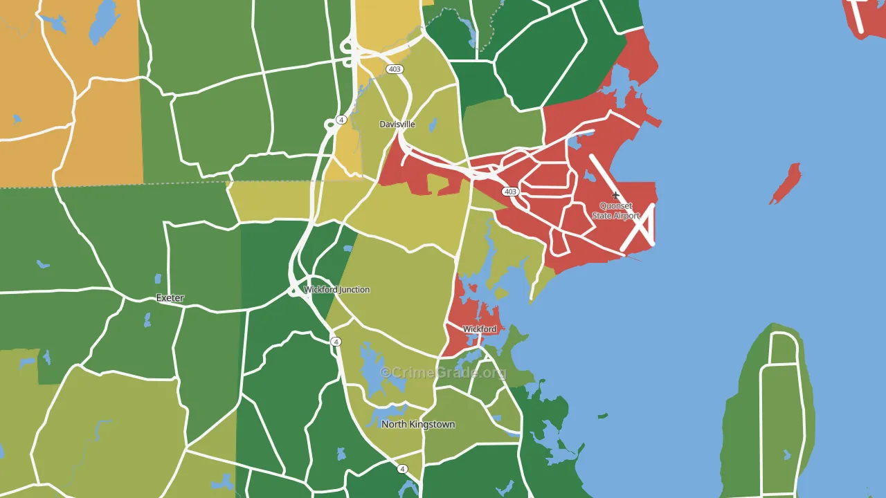 North Kingstown, RI Map of Theft Rates