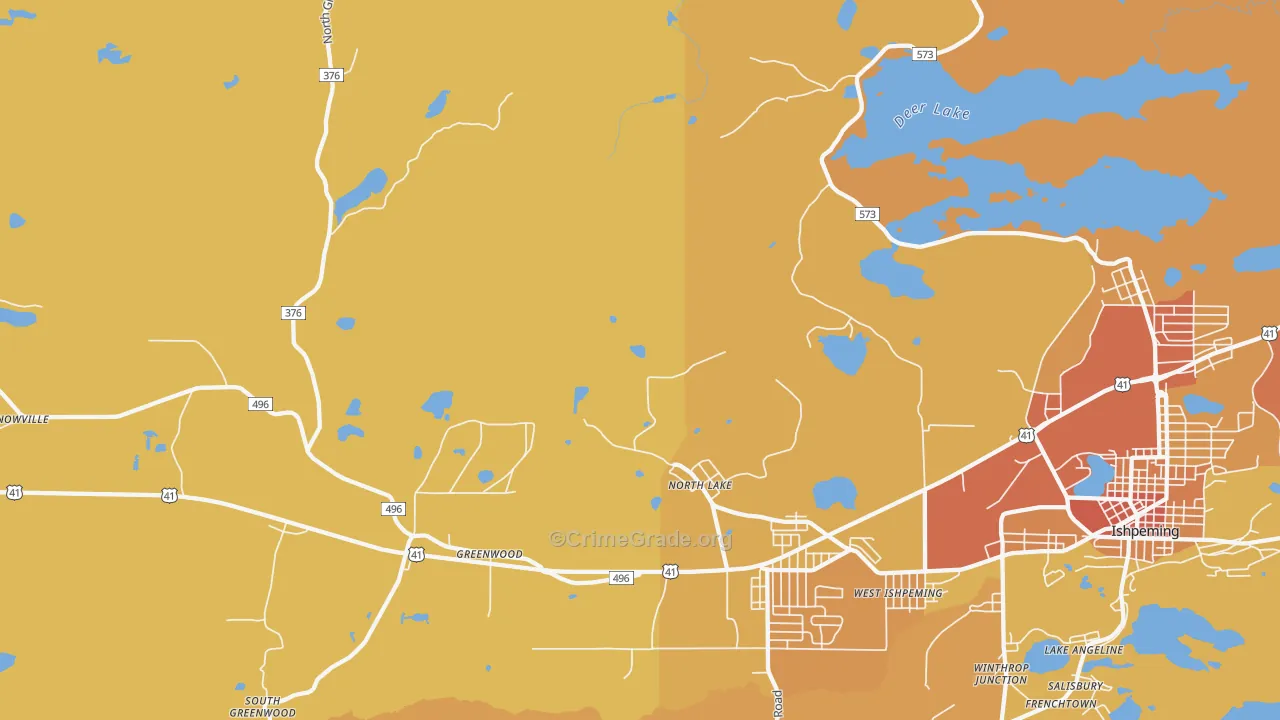 North Lake, MI Map of Theft Rates