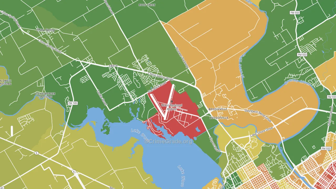 North Lake Waco, Waco, TX Map of Theft Rates