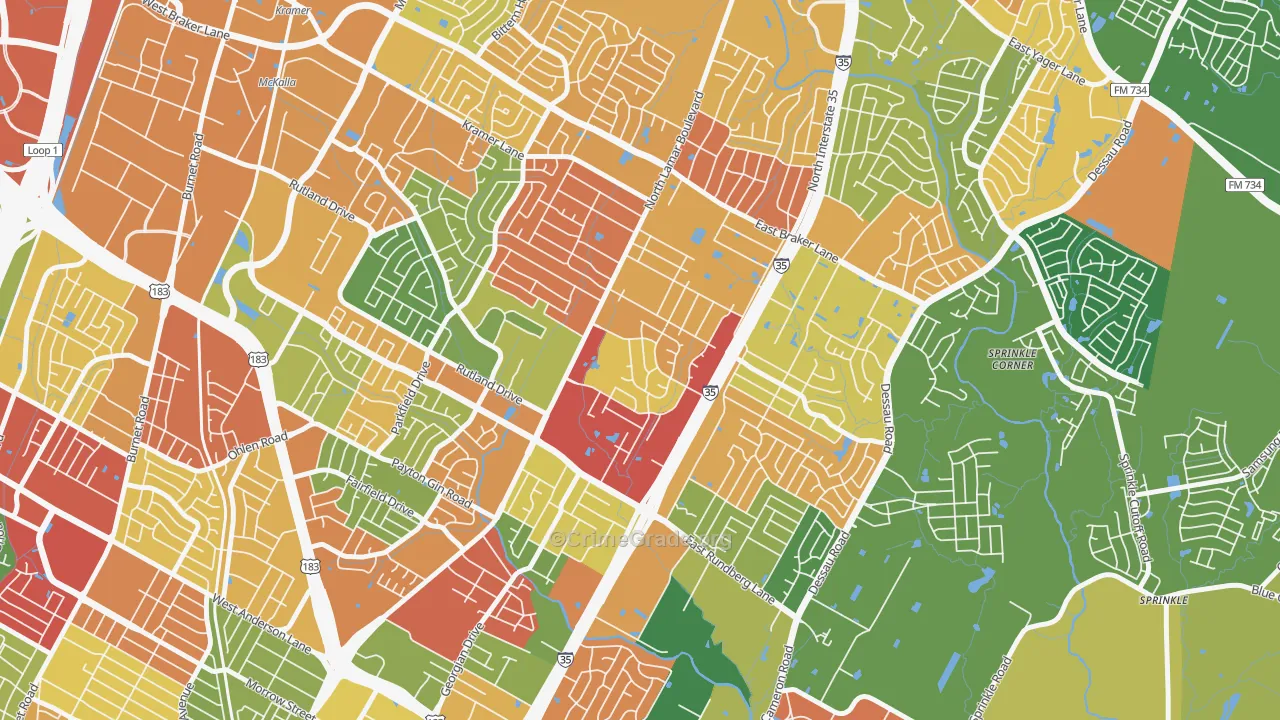 North Lamar, Austin, TX Map of Theft Rates