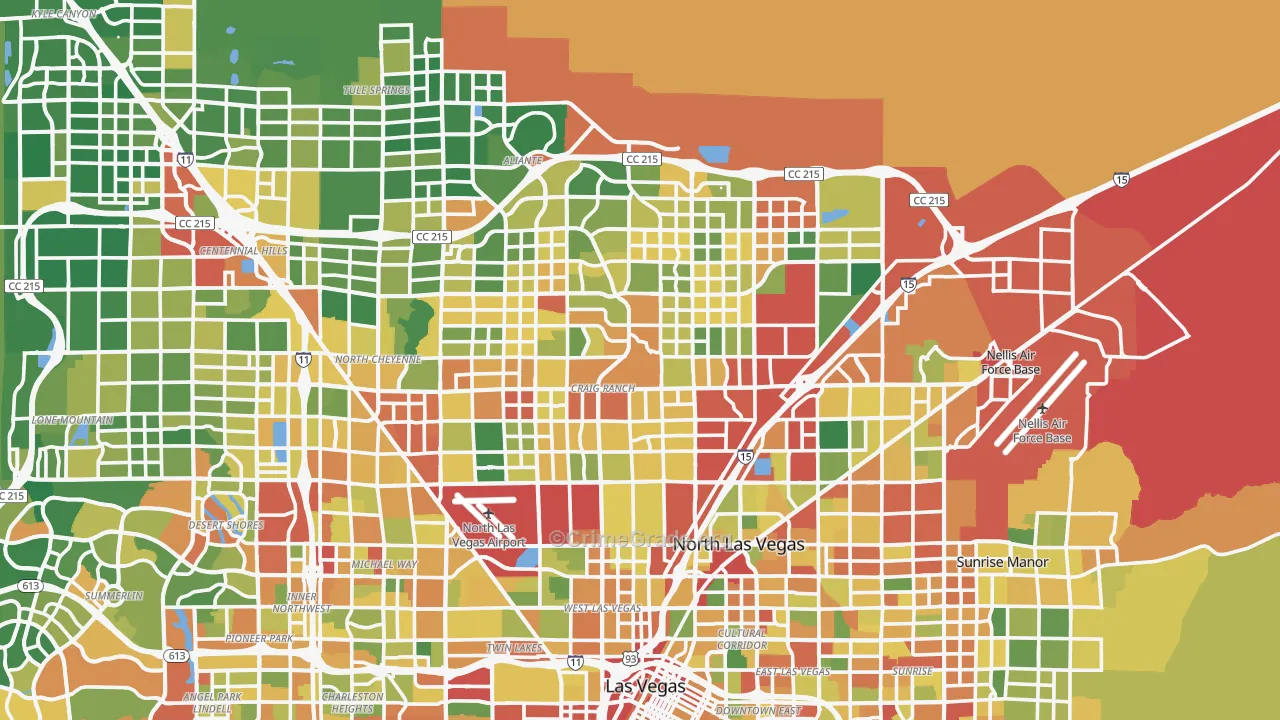 North Las Vegas, NV Map of Theft Rates