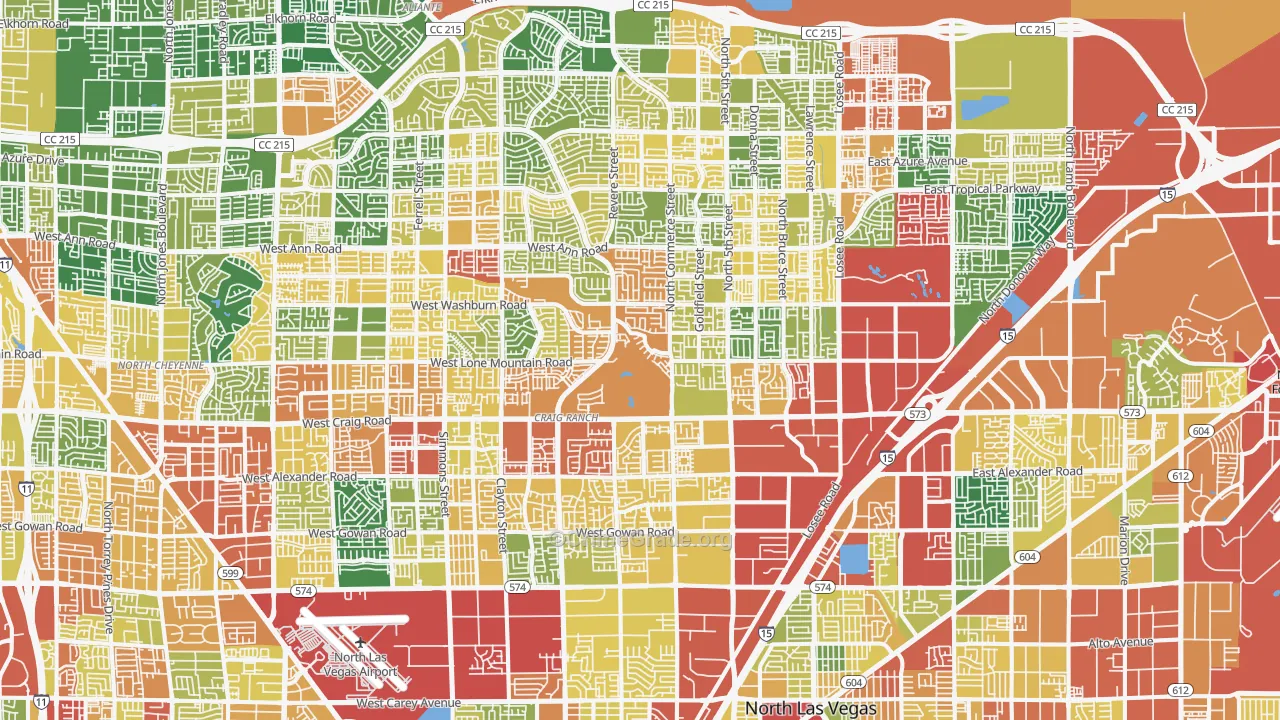 North Last Vegas, North Las Vegas, NV Map of Theft Rates