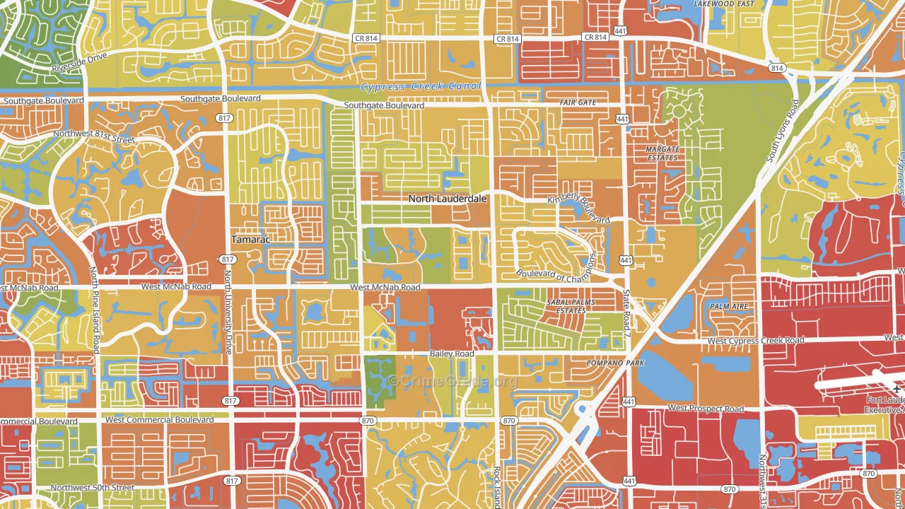 North Lauderdale Estates, North Lauderdale, FL Map of Theft Rates