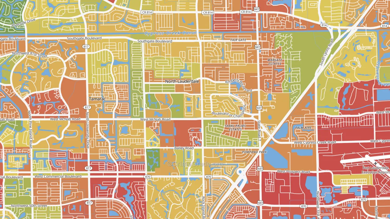 North Lauderdale, FL Map of Theft Rates