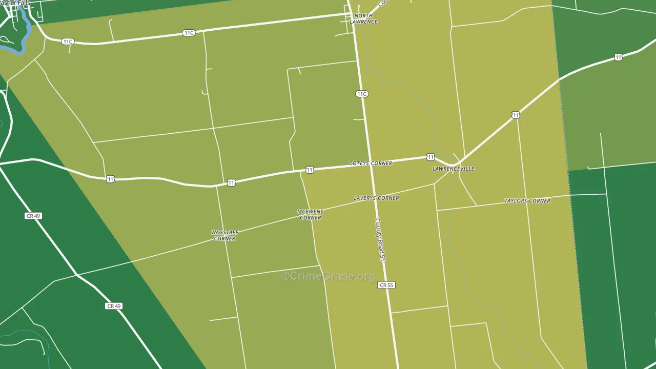 North Lawrence, NY Map of Theft Rates