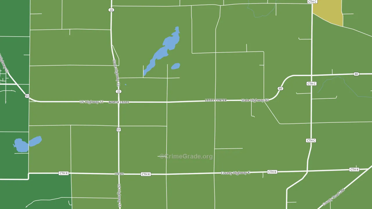 North Leeds, WI Map of Theft Rates