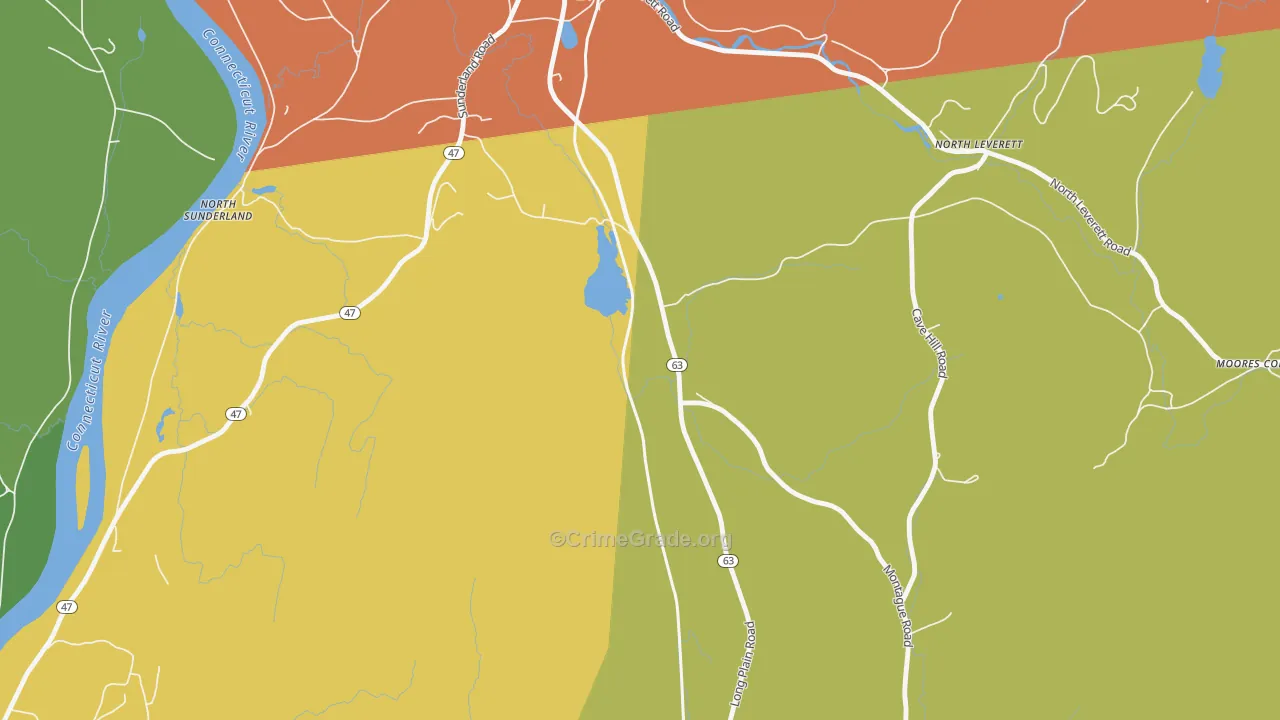 North Leverett, MA Map of Theft Rates