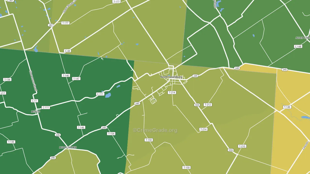 North Lewisburg, OH Map of Theft Rates