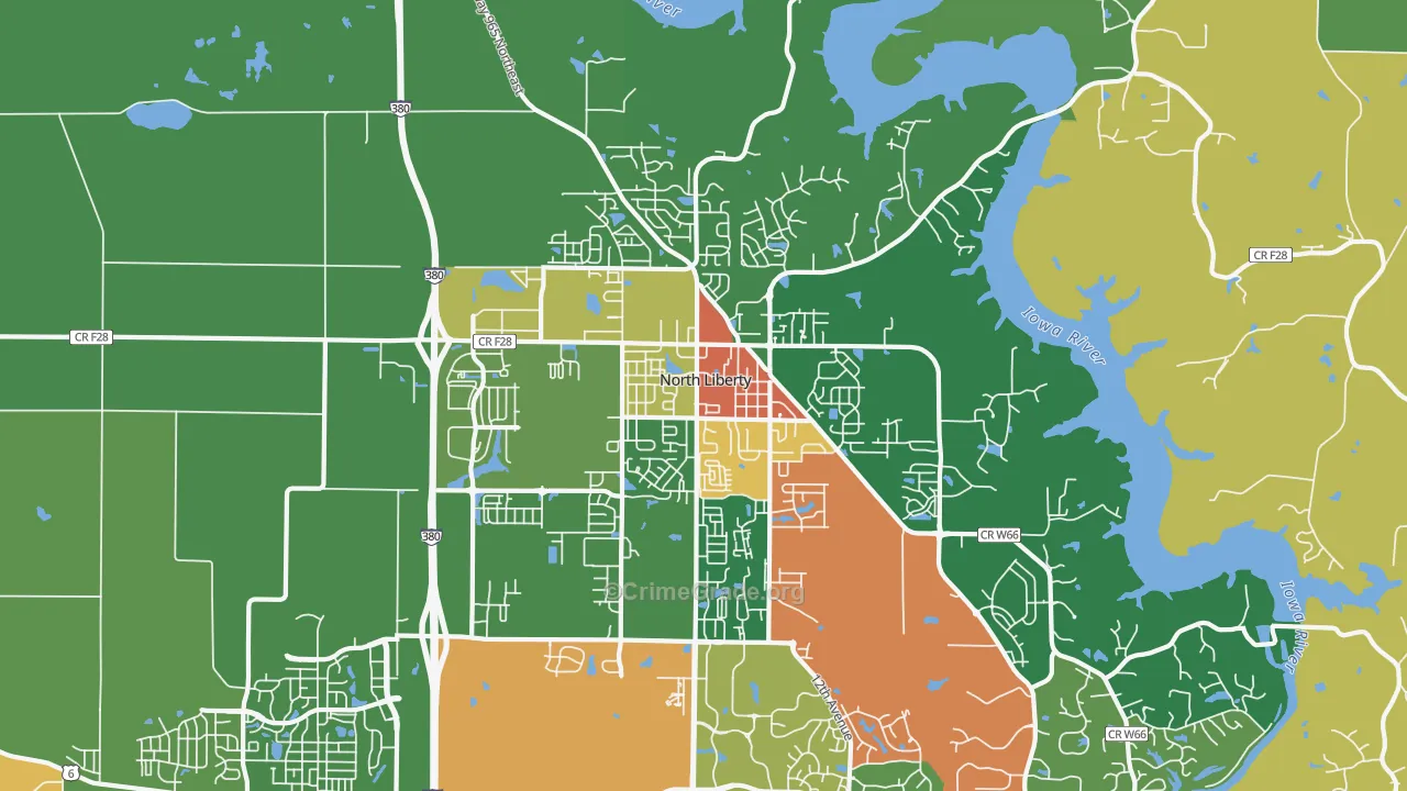 North Liberty, IA Map of Theft Rates