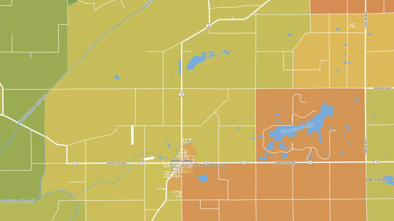 North Liberty, IN Map of Theft Rates