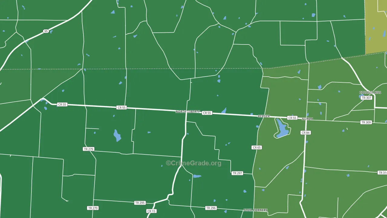 North Liberty, OH Map of Theft Rates