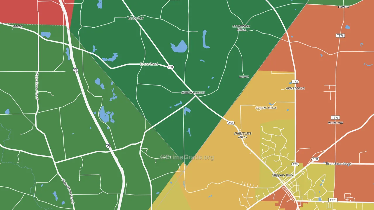 North Liberty, PA Map of Theft Rates