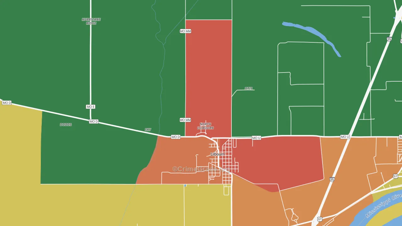 North Lilbourn, MO Map of Theft Rates