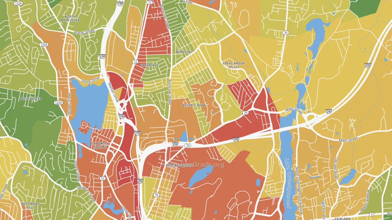 North Lincoln Street, Worcester, MA Map of Theft Rates
