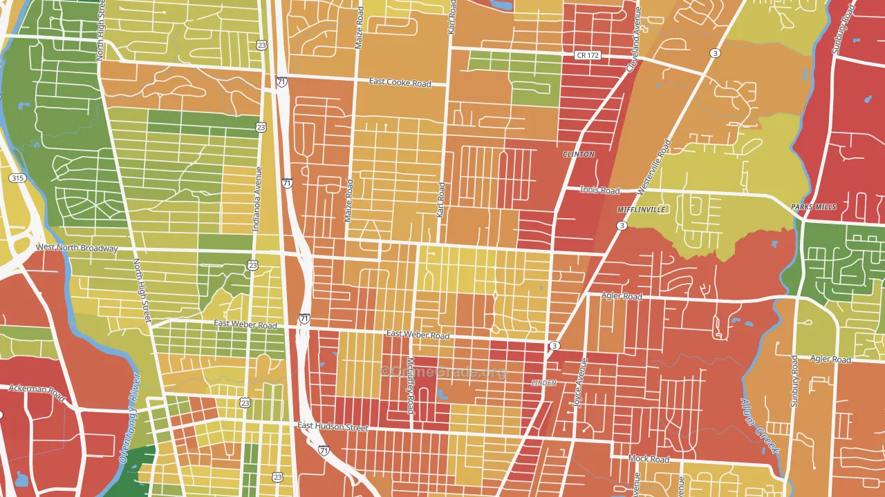 North Linden, Columbus, OH Map of Theft Rates
