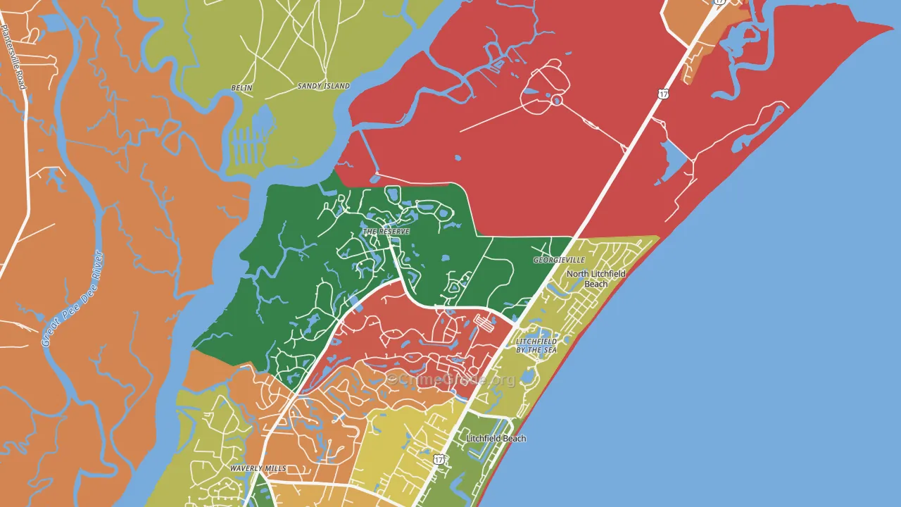 North Litchfield Beach, SC Map of Theft Rates