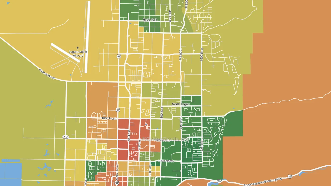 North Logan, UT Map of Theft Rates