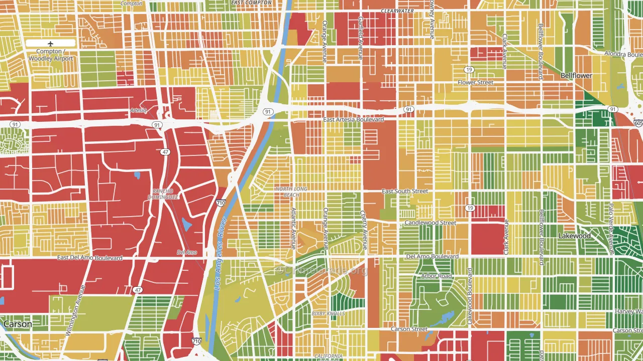 North Long Beach, Long Beach, CA Map of Theft Rates
