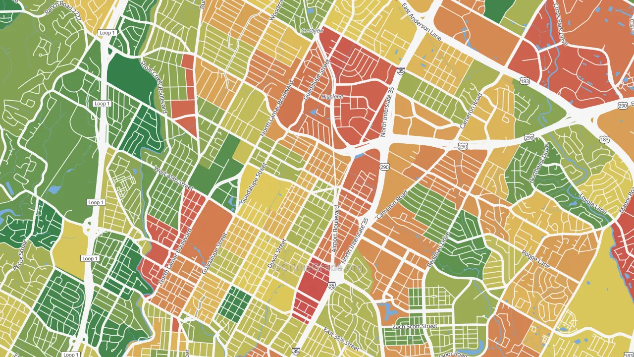 North Loop, Austin, TX Map of Theft Rates