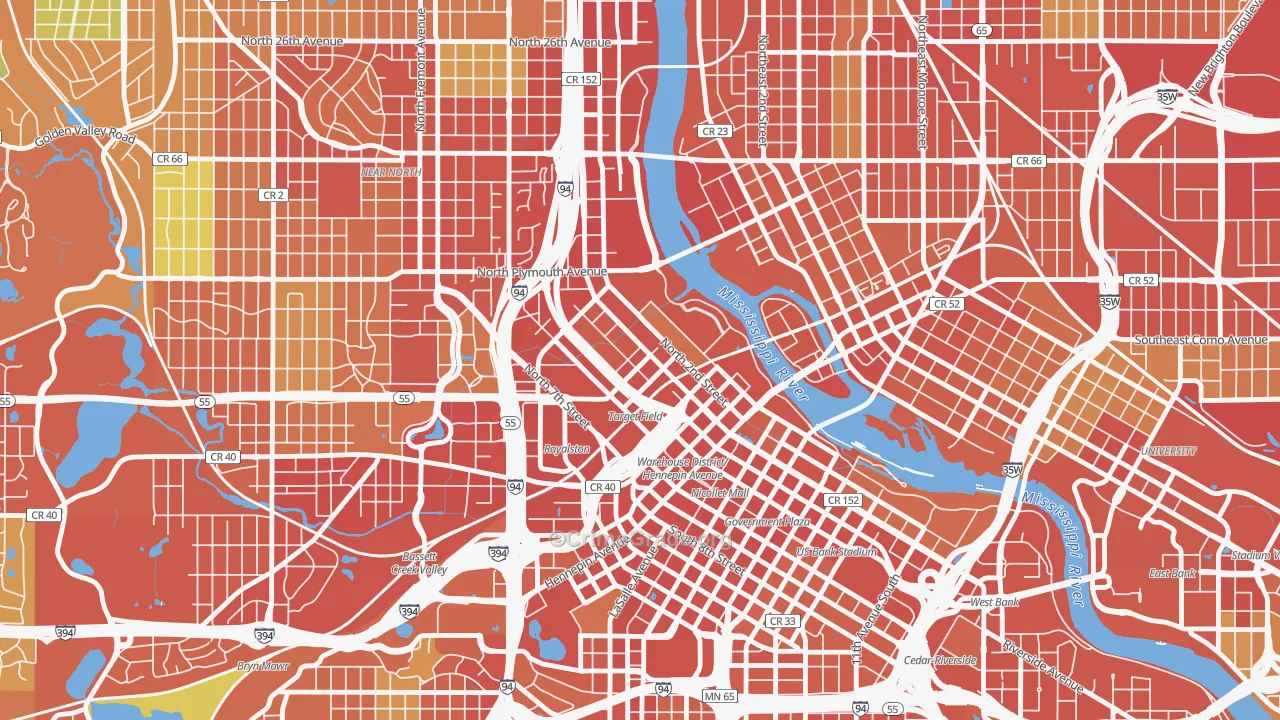 North Loop, Minneapolis, MN Map of Theft Rates