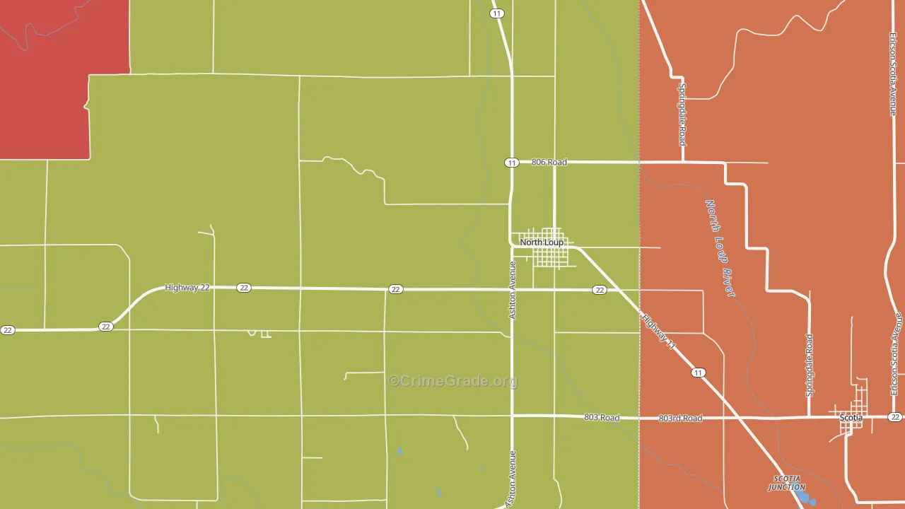 North Loup, NE Map of Theft Rates