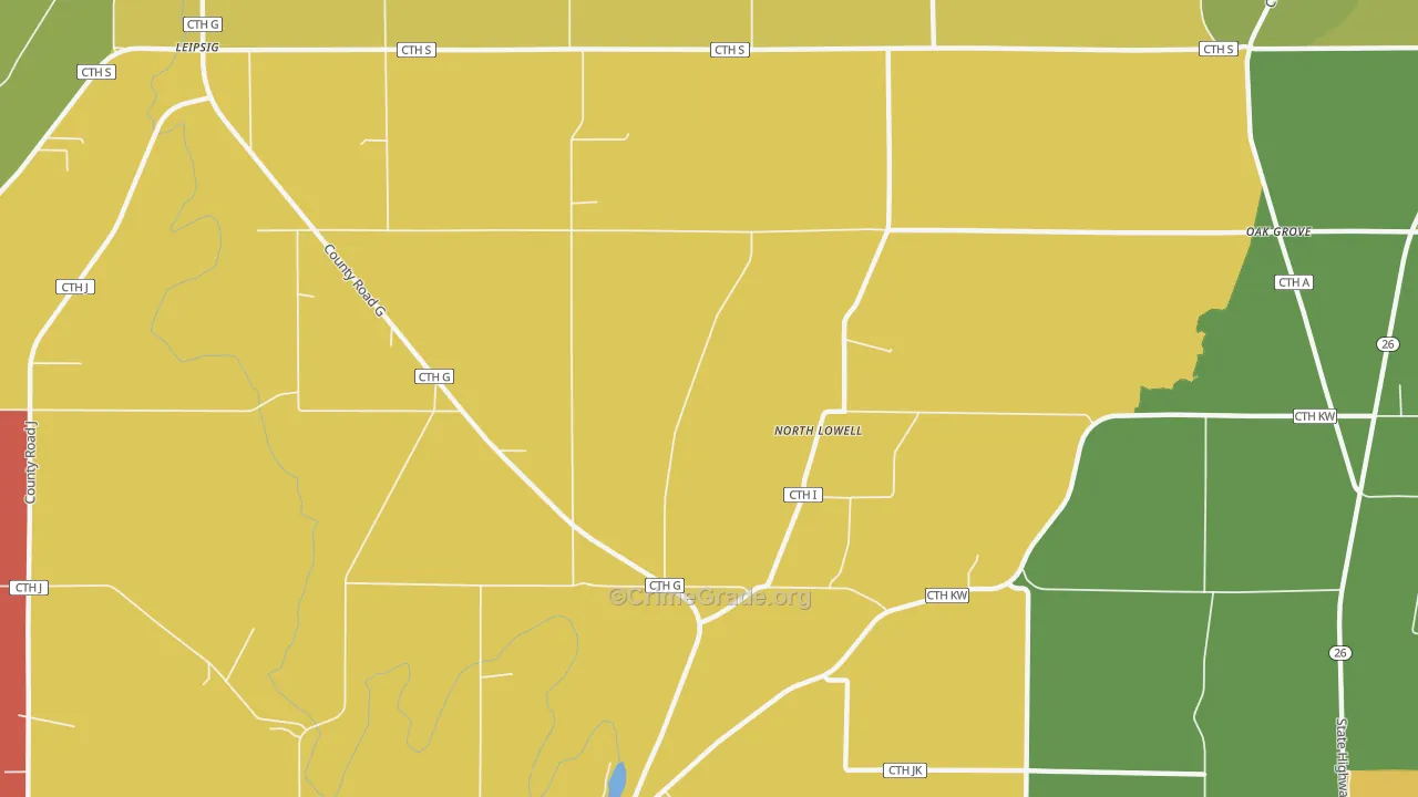 North Lowell, WI Map of Theft Rates