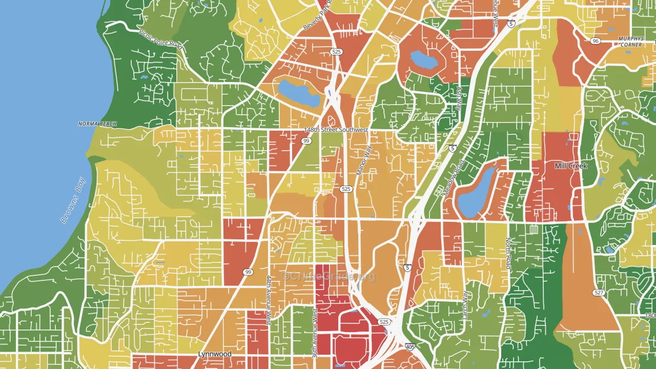 North Lynnwood, WA Map of Theft Rates