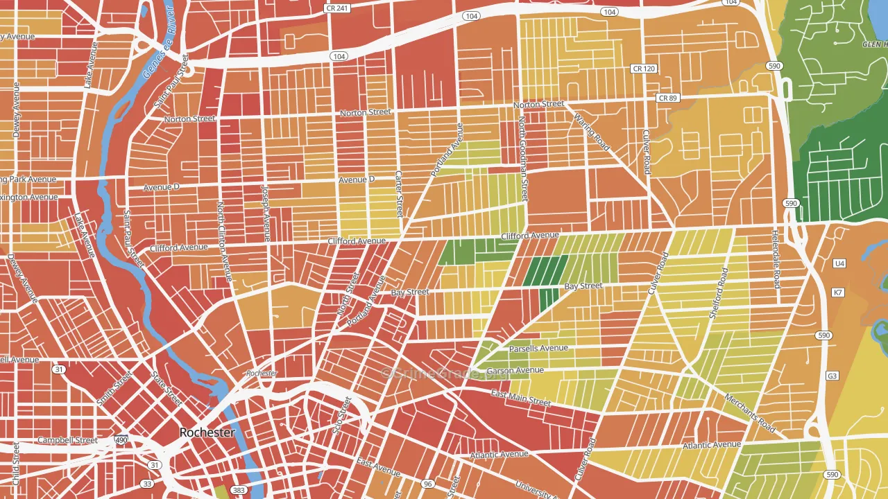 North Marketview Heights, Rochester, NY Map of Theft Rates