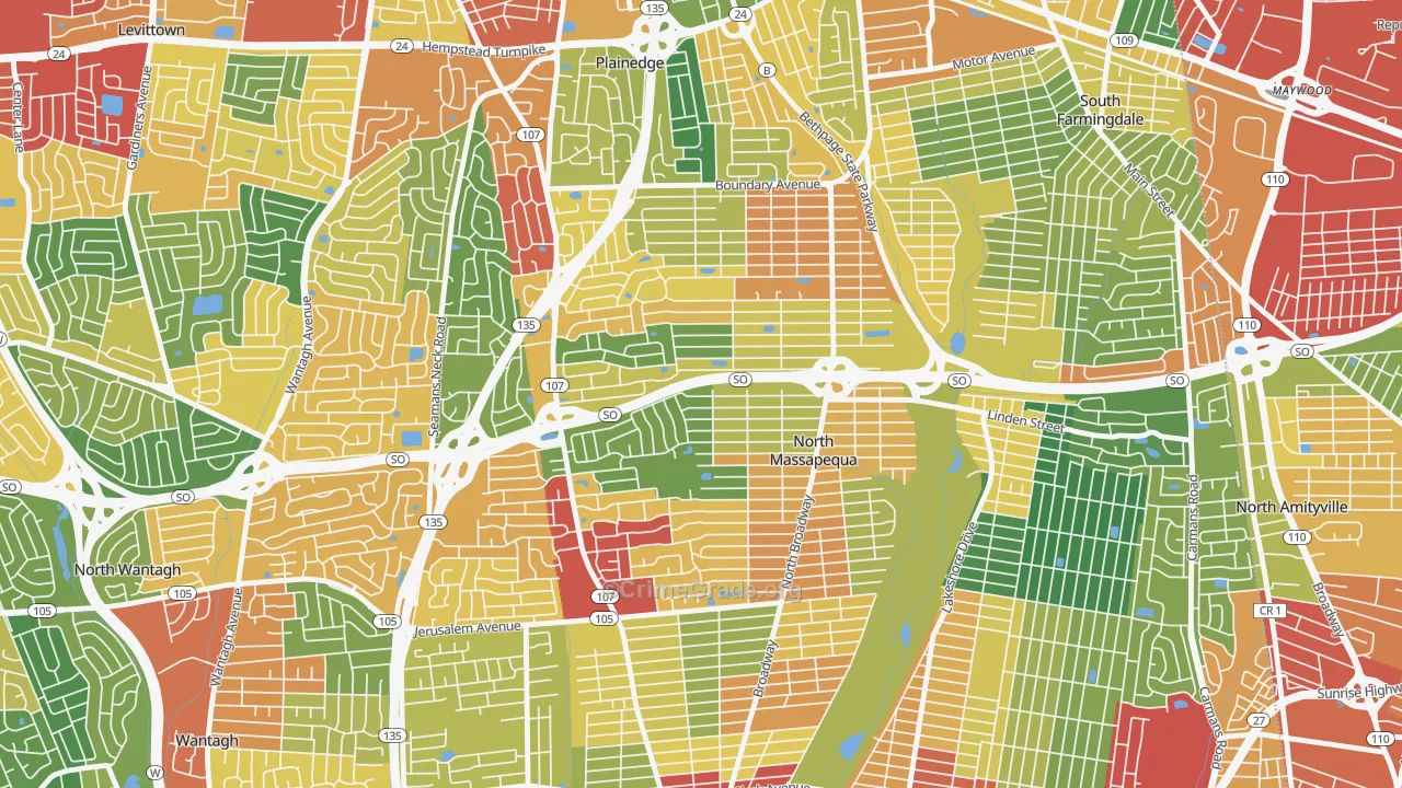 North Massapequa, NY Map of Theft Rates