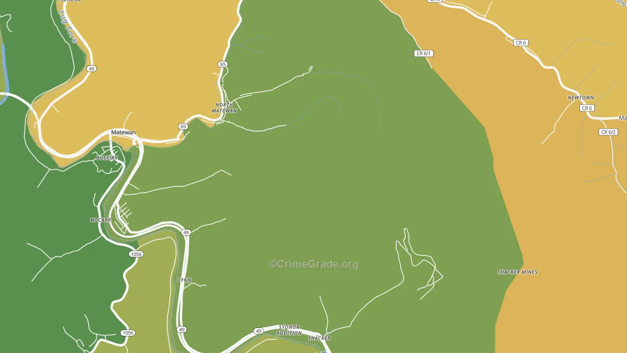 North Matewan, WV Map of Theft Rates