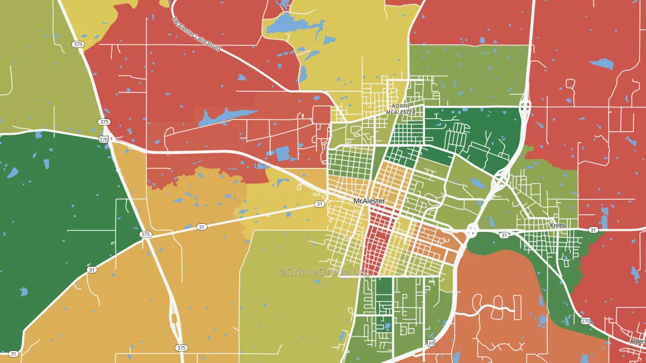North McAlester, OK Map of Theft Rates