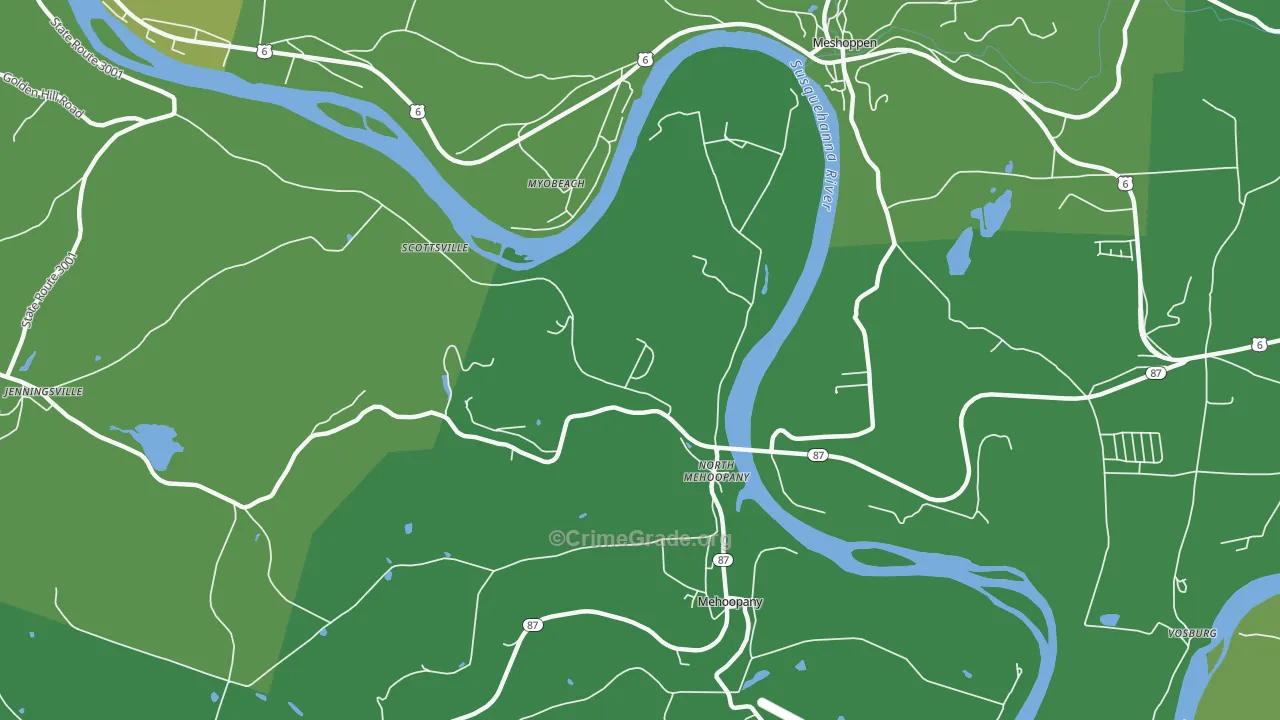 North Mehoopany, PA Map of Theft Rates