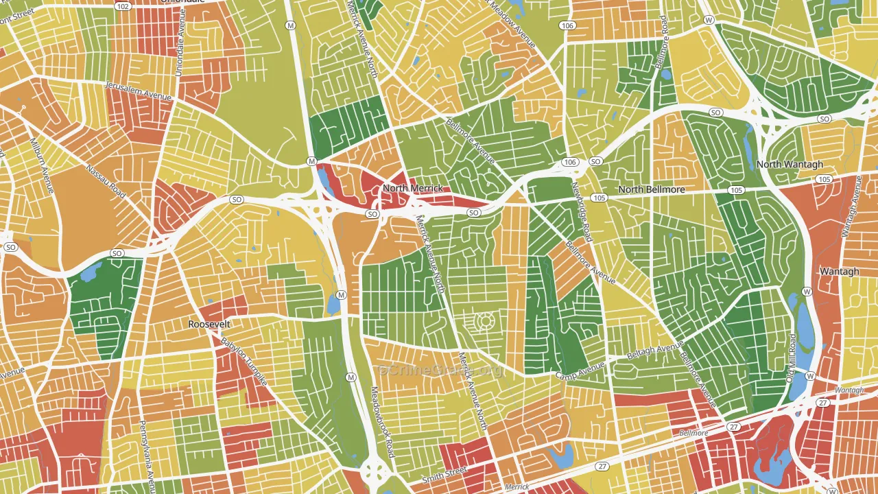 North Merrick, NY Map of Theft Rates