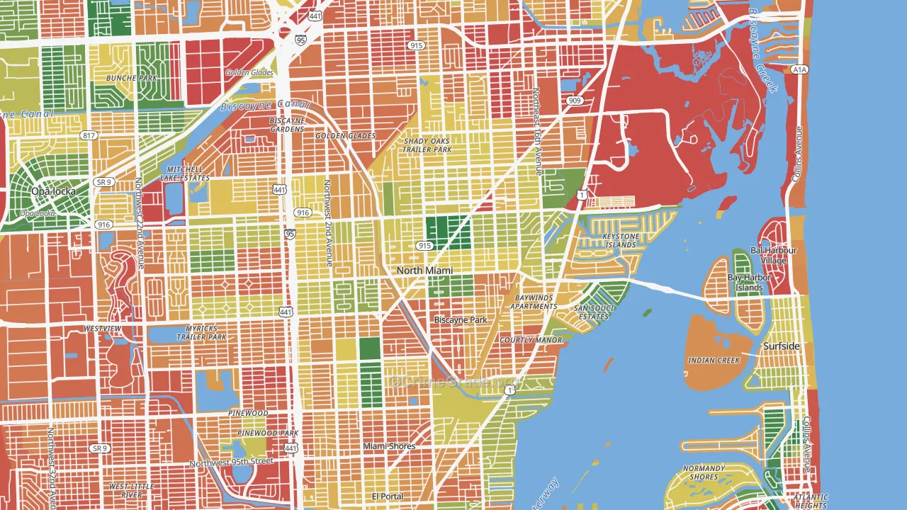 North Miami, FL Map of Theft Rates