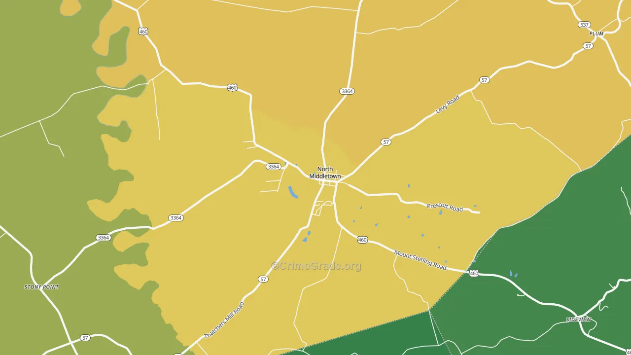 North Middletown, KY Map of Theft Rates