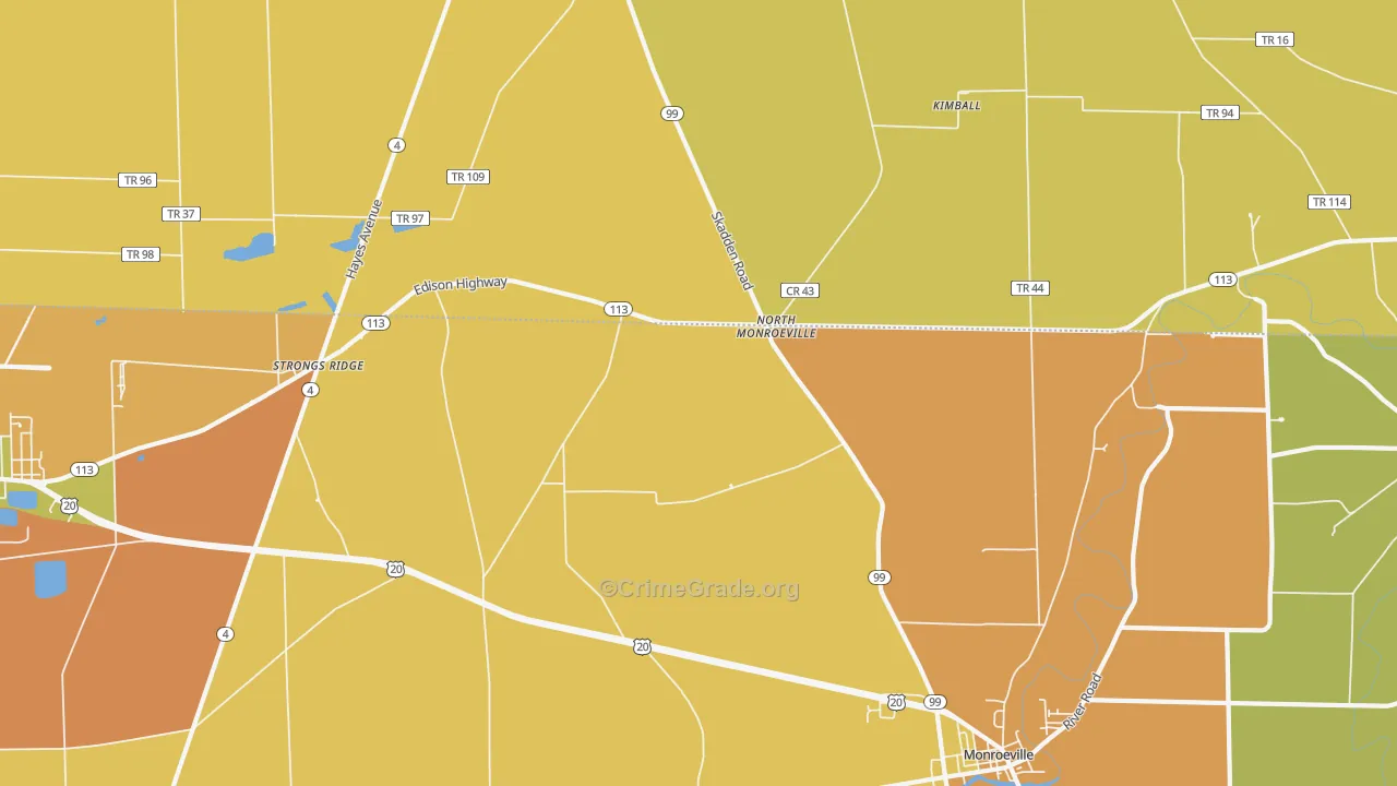 North Monroeville, OH Map of Theft Rates
