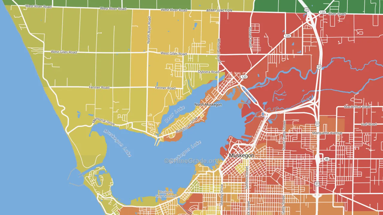 North Muskegon, MI Map of Theft Rates