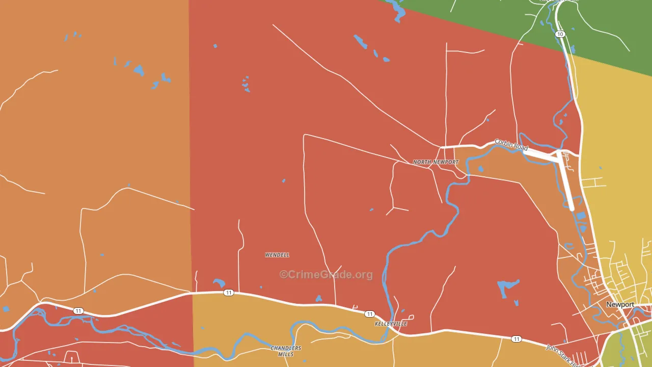 North Newport, NH Map of Theft Rates