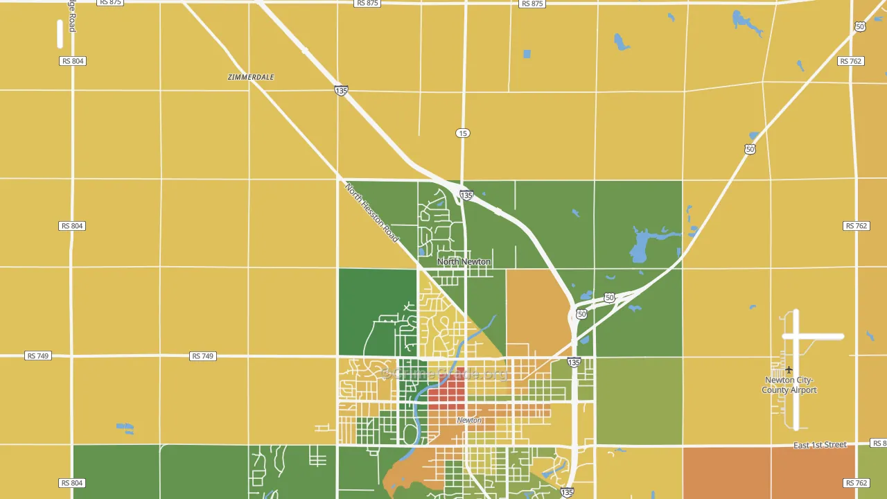 North Newton, KS Map of Theft Rates