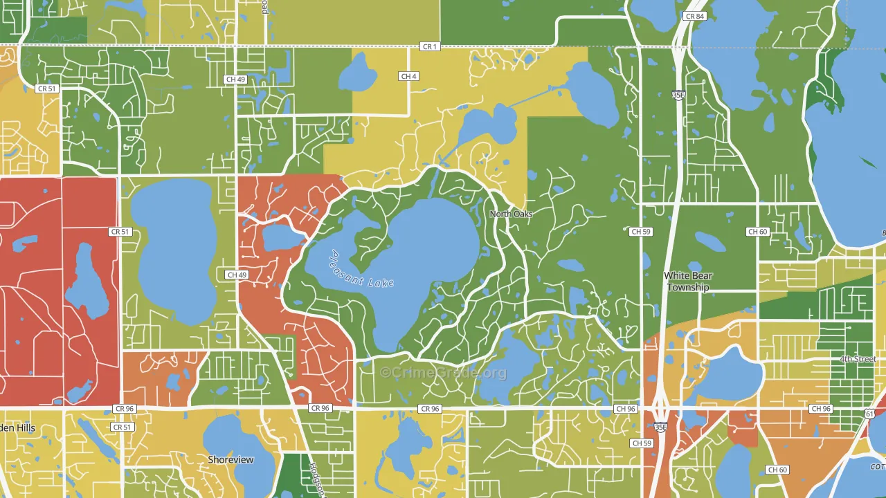 North Oaks, MN Map of Theft Rates