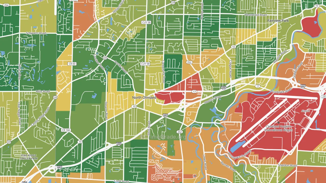 North Olmsted, OH Map of Theft Rates