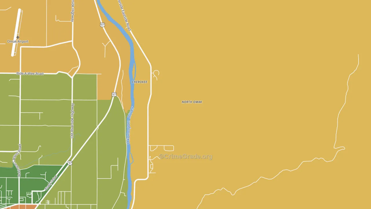 North Omak, WA Map of Theft Rates